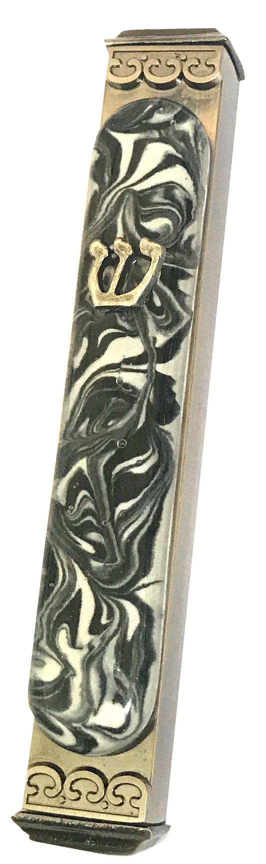 Marbled Black and White Mezuzah