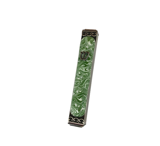Marbled Green and White Mezuzah