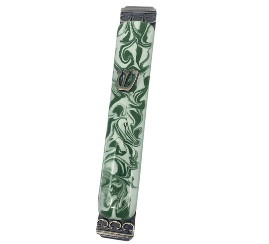 Marbled Green and White Mezuzah