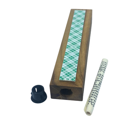 Twelve Tribes Glass on Teak Mezuzah