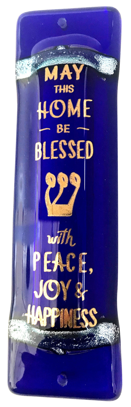 Home Blessing Art Glass Mezuzah - Midnight Blue